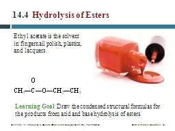 14.4   Hydrolysis of Esters