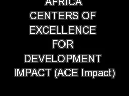 AFRICA CENTERS OF EXCELLENCE FOR DEVELOPMENT IMPACT (ACE Impact)