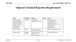 Adjacent Channel Rejection Requirement