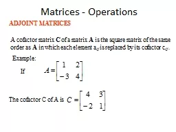 Matrices - Operations ADJOINT MATRICES