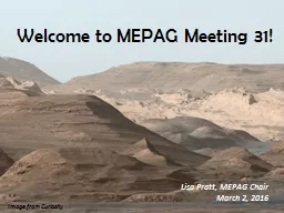 Welcome to MEPAG Meeting 31!