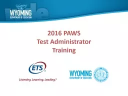 2016 PAWS Test Administrator