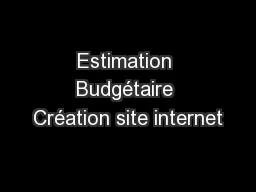 Estimation Budgétaire Création site internet