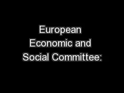 European Economic and Social Committee: