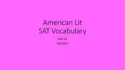 American Lit SAT Vocabulary