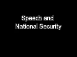 Speech and National Security
