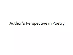 Author’s Perspective in Poetry