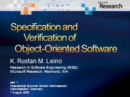 Specification and 	Verification of