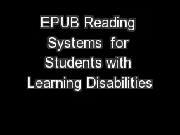 EPUB Reading Systems  for Students with Learning Disabilities