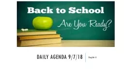 Daily Agenda  9/17/18 English II