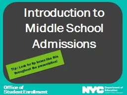 Introduction to Middle School Admissions