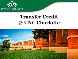 Transfer Credit  @ UNC Charlotte