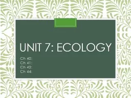 UNIT 7: Ecology Ch  40: Ch