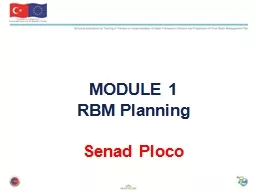 MODULE  1 RBM Planning Senad Ploco