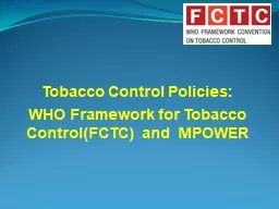 Tobacco Control Policies: