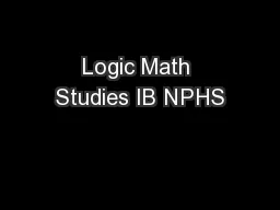 Logic Math Studies IB NPHS