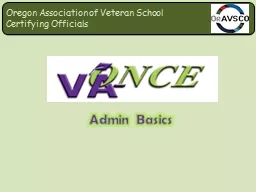 Admin Basics Oregon Association of Veteran School