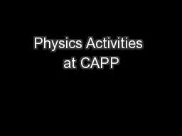 Physics Activities at CAPP