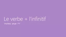 Le  verbe  +  l‘infinitif