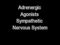 Adrenergic Agonists Sympathetic Nervous System