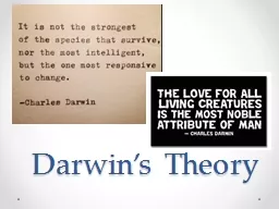 Darwin’s Theory Darwin’s Observations