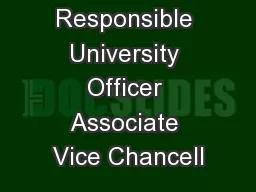 Responsible University Officer Associate Vice Chancell