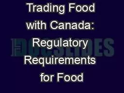 Trading Food with Canada: Regulatory Requirements for Food