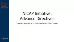 NICAP Initiative: Advance Directives