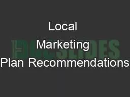 Local Marketing Plan Recommendations