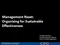 Management Reset: Organizing for Sustainable Effectiveness