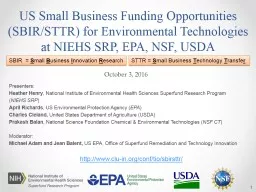 PPT-US Small Business Funding Opportunities (SBIR/STTR) for Environmental Technologies