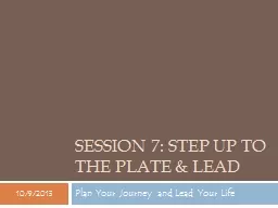 Session  7: LEAD Plan Your Journey and Lead Your Life