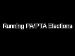 Running PA/PTA Elections