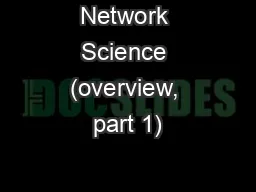 Network Science (overview, part 1)