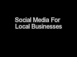 Social Media For Local Businesses