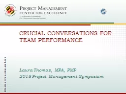 Laura Thomas, MPA, PMP 2018 Project Management Symposium