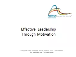 Effective  Leadership Through Motivation