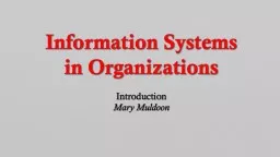 Information Systems in Organizations