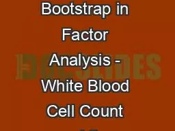 Non Parametric Bootstrap in Factor Analysis - White Blood Cell Count and the Metabolic