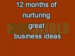 12 months of nurturing great business ideas