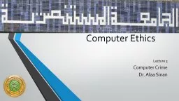 Computer  E thics     Lecture 3