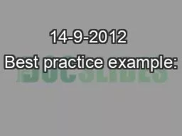 14-9-2012 Best practice example: