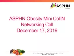 ASPHN Obesity Mini CoIIN Networking Call