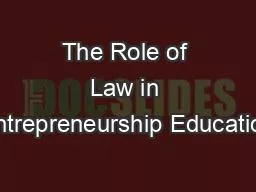 The Role of Law in Entrepreneurship Education