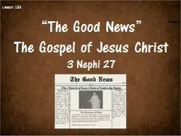 Lesson 133 “The Good News”