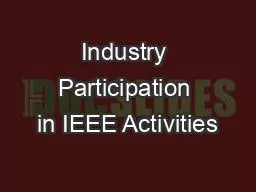 Industry Participation in IEEE Activities