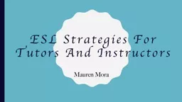 ESL Strategies For Tutors And Instructors