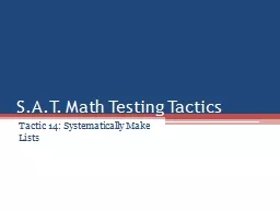 S.A.T. Math Testing Tactics