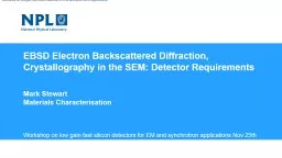 EBSD Electron Backscattered Diffraction, Crystallography in the SEM: Detector Requirements