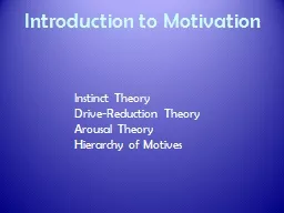 Introduction to Motivation